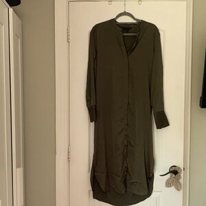 Satin midi button down dress